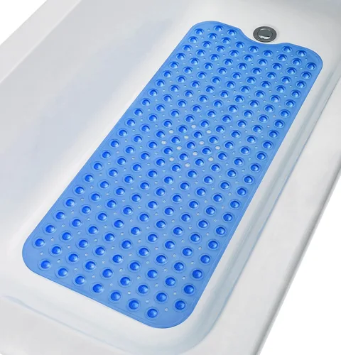 Vista 45 de Tapete de ducha antideslizante de 20"x20" (solo duchas lisas/sin textura, no para sobre desagüe) Seguro, limpio, lavable a máquina, agarre superior