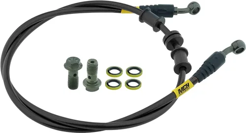 Vista 9 de Manguera de aceite para freno hidráulico de motocicleta, acero trenzado de 28 28 grados M10, para bicicleta de tierra Enduro Motocross, negra