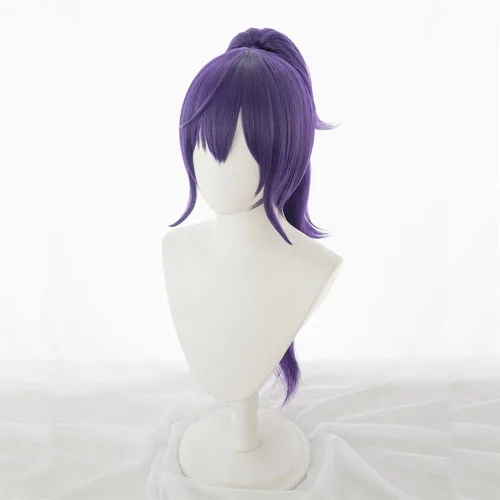 Vista 3 de Xingwang Queen Peluca de cosplay de anime, peluca de cola de caballo morada para mujeres