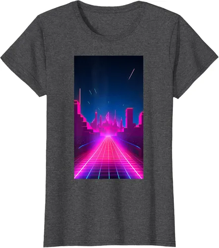 Vista 3 de Camiseta Retrowave Street 80s Vaporwave Synthwave, Negro -, Pequeña