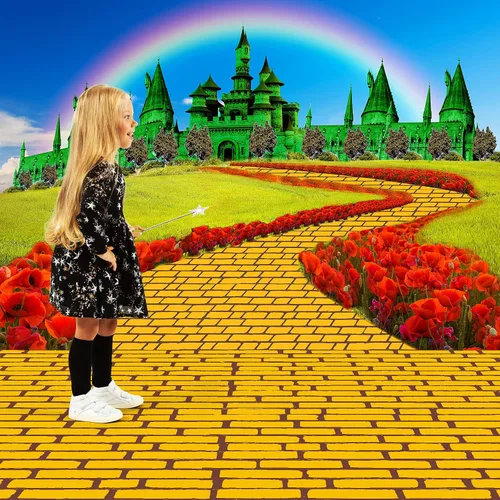 Vista 4 de TaoBary Alfombra de fondo de ladrillo largo de 31.5 pulgadas x 164 pies, color amarillo, para Halloween, mago, cosplay, fiesta, decoración