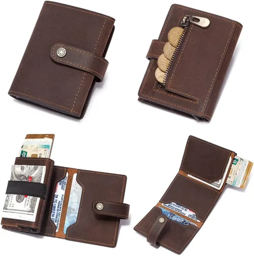 Vista 4 de HUMERPAUL Cartera de seguridad para tarjetas de crédito Soporte para tarjetas RFID Cartera pequeña Soporte para 9 tarjetas de crédito Bloqueo