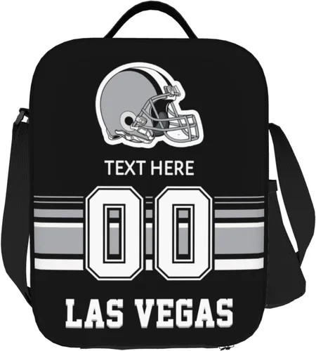 Vista 11 de Bolsa de almuerzo personalizada de Nueva Inglaterra, regalos para hombres, mujeres, fanáticos, con nombre y número personalizados, correas de hombro