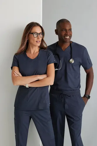 Vista 8 de BARCO Grey's Anatomy Spandex Stretch Direct - Camiseta médica con cuello en V para mujer