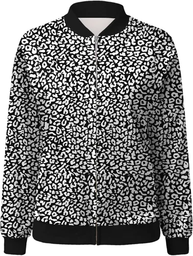 Vista 3 de Chaquetas ligeras con cremallera para mujer, chaqueta estilo bomber de inspiración casual, abrigo floral retro, cuello alto, para exteriores, tops