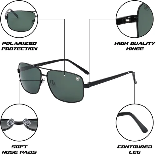 Vista 6 de Khan Breakout - Gafas de sol rectangulares ligeras y polarizadas para aviadores