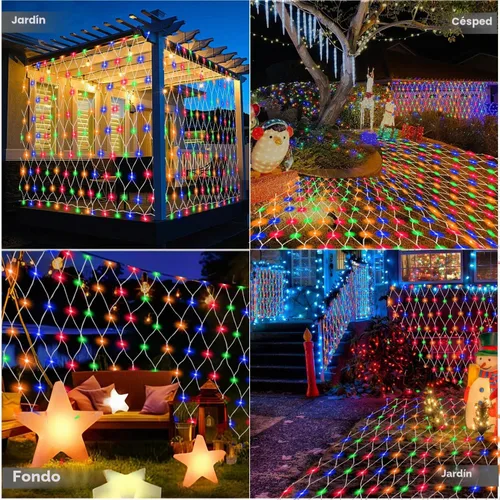 Vista 8 de Luces de Navidad para exteriores, 360 luces LED resistentes de red de Navidad, 12 x 5 pies, 8 modos de luz, luces de decoración de Navidad