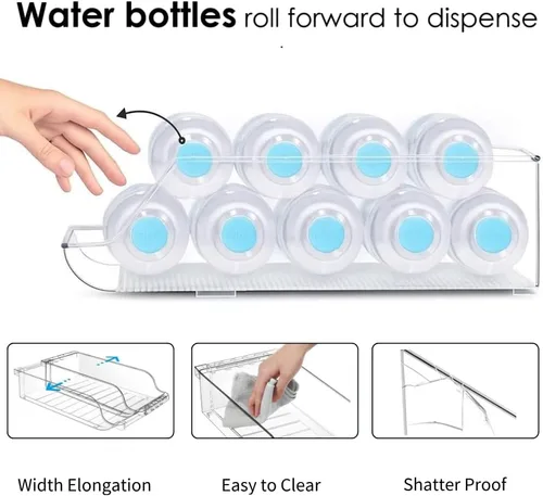 Vista 2 de Dispensador de latas de soda ajustable para refrigerador, organizador de bebidas PET de ancho expandible, organizador de refrigerador apilable que