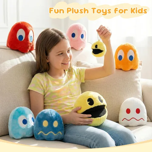 Vista 3 de Pacn Game Man - Juguetes de peluche de fantasma, ideal como regalo de fiesta o compañero, juguete de peluche fantasma, día del niño y fiestas
