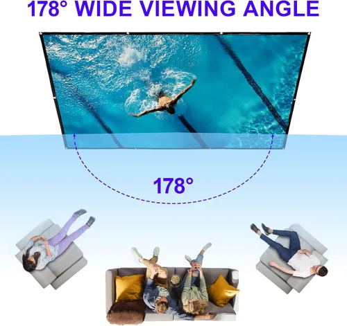 Vista 6 de LIHONG Pantalla de proyector 4K, 16:9 HD plegable, portátil, de doble cara, pantallas de proyección antiarrugas