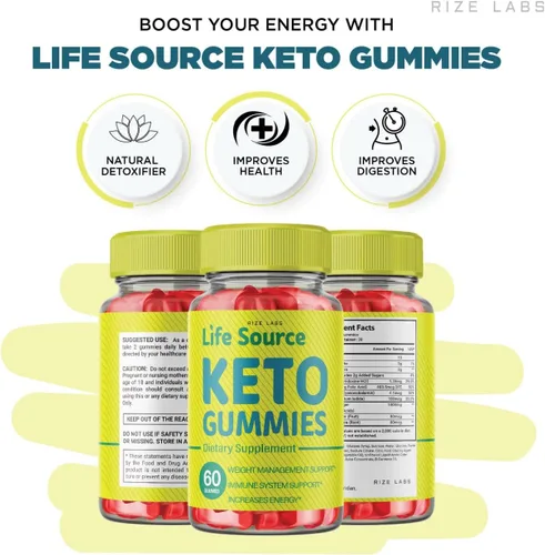 Vista 3 de rize labs - Life Source Keto ACV Gummies para pérdida de peso avanzada con vinagre de sidra de manzana, suplemento ayuda a reducir la grasa