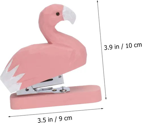 Vista 3 de Grapadora de madera, 2 piezas, grapadoras de oficina de alcantarillado crreativo estándar novedad años flamenco máquina de escritorio grapadora