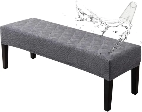 Vista 10 de Genina Fundas impermeables para banco de comedor, protector de asiento de banco de jacquard elástico, funda de banco rectangular para dormitorios