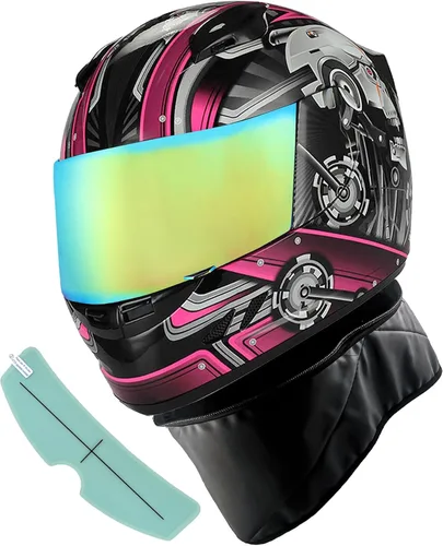 Vista 8 de 1Storm - Casco de cabeza completa para motocicleta, diseño de calavera mecánica HJDJ11
