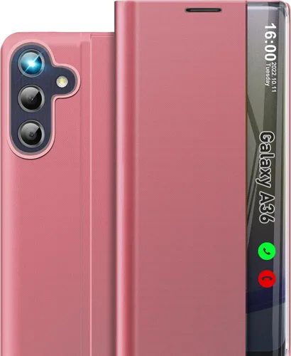 Vista 14 de Funda de teléfono para Samsung Galaxy A16 5G, Clear View Window Funda delgada de lujo para teléfono Galaxy A16 con soporte, funda protectora