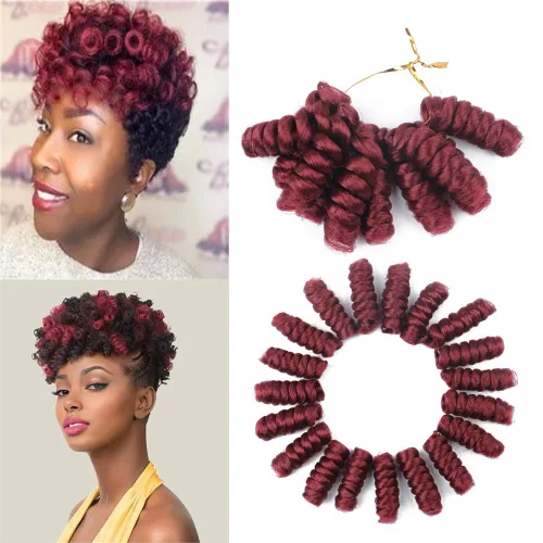 Vista 41 de Saniay - 3 paquetes de trenzas de ganchillo cortas trenzadas de ganchillo con espiral, rizos con espiral jamaicana, 20 mechones por paquete
