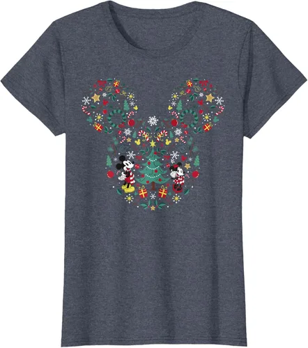 Vista 14 de Disney Mickey y Minnie Mashup Navideño Camiseta de Manga Corta Negro
