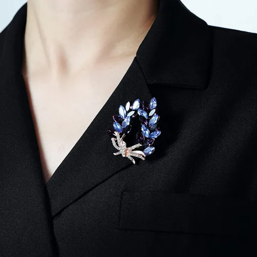 Vista 5 de Adyanl Broche de ramo de zinnia de cristal artificial, elegante y brillante, accesorio de moda para mujeres y niñas