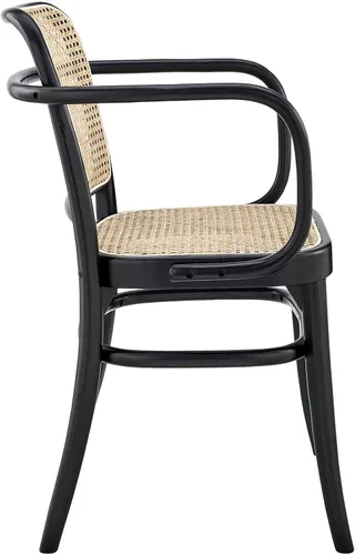 Vista 5 de Modway Winona - Silla de comedor de madera de olmo con asiento de ratán de caña en color negro, 21 x 22,5 x 32