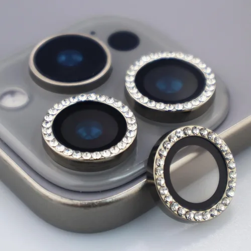 Vista 9 de BONVAN Protector de lente de cámara para iPhone 15 Pro/Pro Max/14 Pro/ProMax - Bling Glitter Diamond Metal Cristal Cristal Templado Accesorios