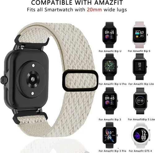 Vista 2 de Paquete de 4 correas elásticas para reloj compatibles con AMAZ FIT GTS/GTS2/GTS 3/GTS 2e/GTS 2 mini/GTS 4/GTR mini, correas de repuesto de nailon