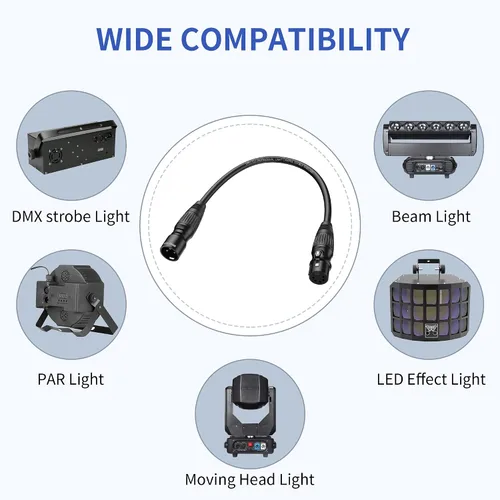 Vista 6 de SMALL-EYE Cable DMX de 5 pines hembra a macho de 3 pines - Cable adaptador DMX de 1 pie 2 unidades - Transmisión de señal premium para iluminación