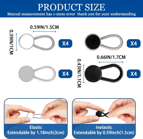 Vista 3 de 16 extensores de cuello para camisas de hombre, extensor de cuello cómodo, extensor de botón ajustable para camisas de vestir, botón de cuello