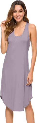 Vista 4 de WiWi Camisón de viscosa suave de bambú para mujer, sin mangas, espalda cruzada, tallas grandes, tallas S-4X