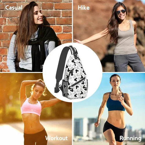 Vista 6 de BXXNOS Mochila bandolera de dibujos animados, mochila cruzada de viaje, senderismo, bolsa de pecho, mochila de día para mujeres y hombres, Clásico
