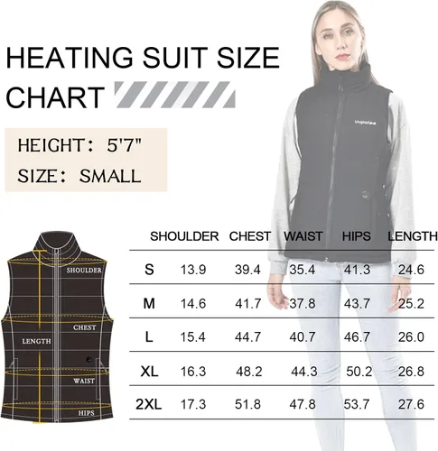 Vista 6 de uupalee Chaleco térmico con batería incluida para mujer y hombre