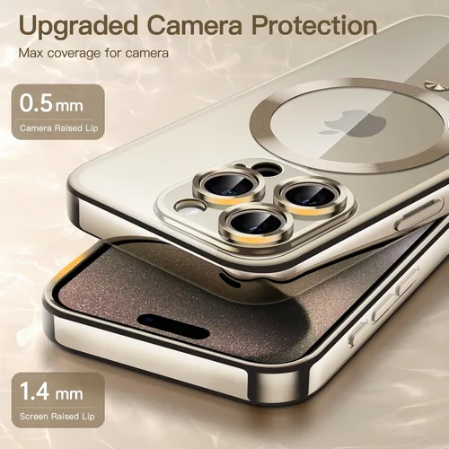 Vista 5 de JETech Funda magnética para iPhone 15 Pro Max de 6.7 pulgadas, protección completa de lente de cámara, compatible con carga inalámbrica MagSafe
