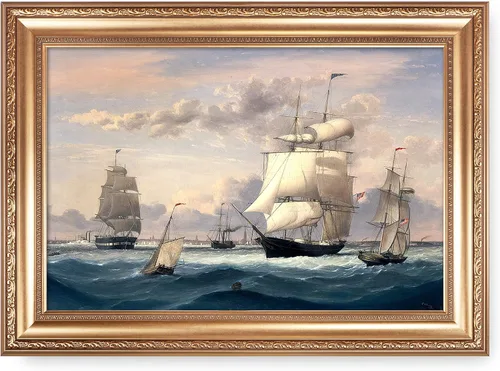 Vista 18 de A&T ARTWORK A Brisk Breeze por Willem van de velde Reproducciones de pintura de velero, impresiones en lienzo giclée para decoración del hogar, 20 x