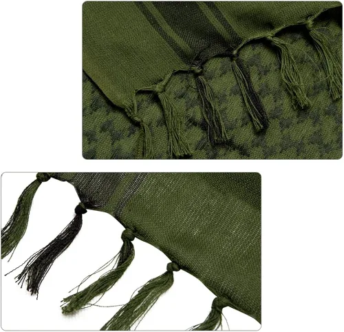 Vista 7 de MAGNIVIT - Bufanda táctica Shemag de algodón Keffiyeh para el desierto, bufanda árabe para cabeza y cuello