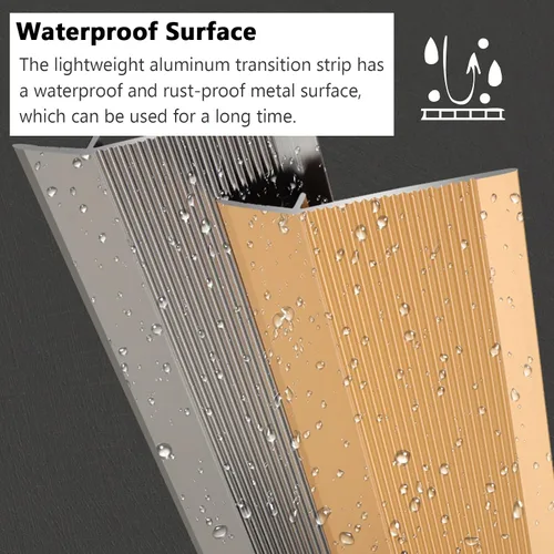 Vista 6 de 10cm Floor Threshold Transition Strip Metal, Bedroom Doorway Edge Trim/Drop Molding for Tile Laminate Vinyl Flooring, Black Grey Gold Silver
