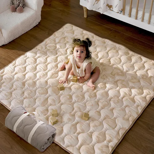Vista 9 de Momcozy Alfombra de Juego para Bebé para Piso, 50x50 Alfombra de Corralito Engrosada, Compañera de Juego para Tiempo Boca Abajo del Bebé