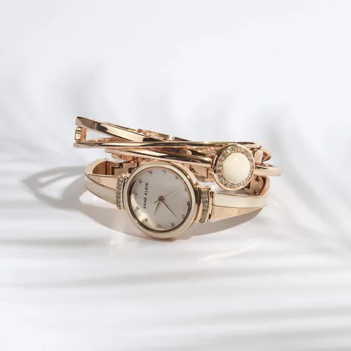 Vista 3 de Anne Klein Juego de reloj y brazalete acentuado de cristal para mujer