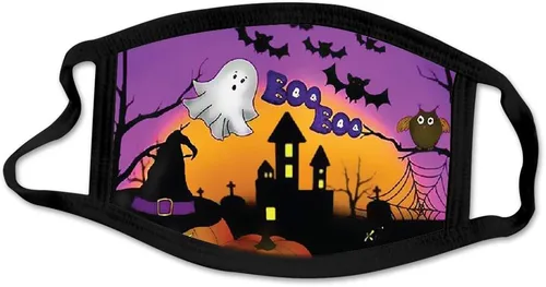 Vista 9 de Paquete de 6 máscaras faciales de Halloween para niños, reutilizables, lavables, talla única para la mayoría de los niños, niños y niñas