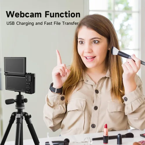 Vista 12 de Cámara digital 4K para fotografía, cámara de video vlogging de 64MP para YouTube con pantalla giratoria de 3'' 180°, tarjeta Micro SD de 64GB, zoom