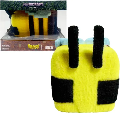 Vista 3 de Minecraft Mighty Mega Squishme (Abeja Cozie) Officially Licensed Minecraft Movie collectible. Soft slow-rise foam squishy, about 8 inches, with a