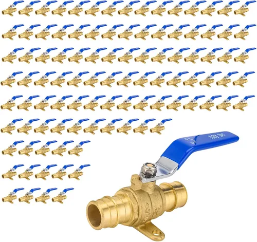 Vista 30 de Válvula de bola azul, válvula de cierre Pex A de 1/2 pulgada con oreja, válvula de bola de cierre Pex de puerto completo de latón para agua, aire