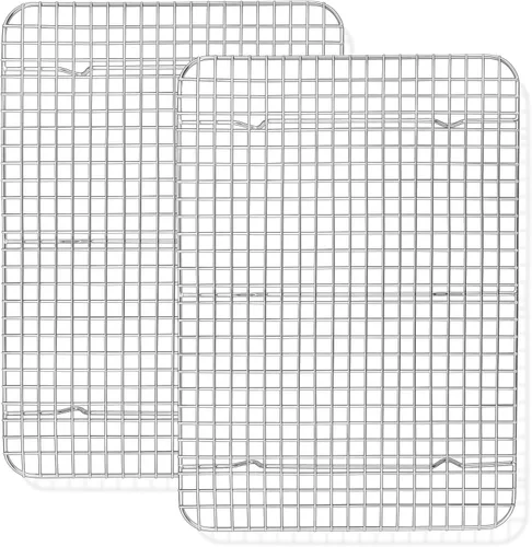 Vista 10 de TeamFar Juego de 2 mini rejillas de enfriamiento, acero inoxidable 8.75'' x 6.25'' rejilla de parrilla para horno tostador para hornear, asar, asar