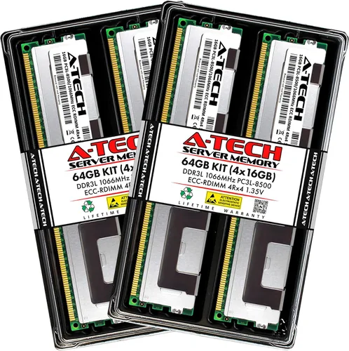 Vista 178 de A-Tech 4GB DDR3 1333MHz PC3-10600R ECC RDIMM 1Rx4 Rango único 1.5V Registrado DIMM 240-Pin Módulo de actualización de memoria RAM de servidor