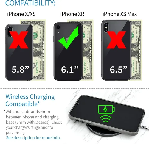 Vista 2 de Dockem Funda tipo cartera para iPhone XR (6.1"): Placa de metal integrada para montaje magnético y 2 tarjeteros (Exec M2, cuero sintético, gris)