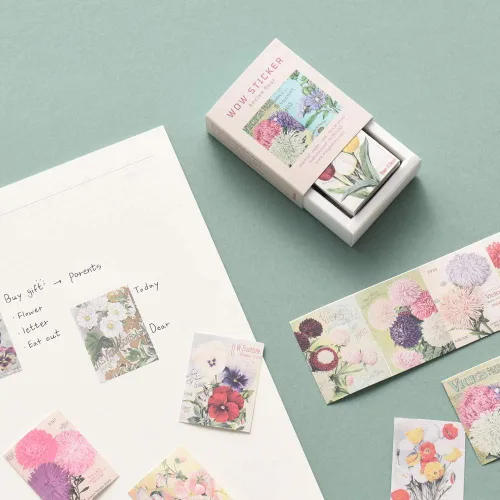 Vista 5 de Monolike Wow Sticker Ancien Fleur + Set de Póster Vintage - Mini Tamaño Lindas Calcomanías, Calcomanías Cuadradas