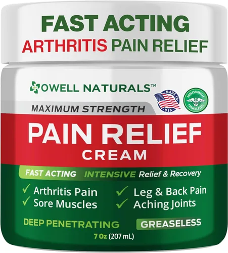 Vista 10 de OWELL NATURALS Crema para aliviar el dolor de penetración profunda, fórmula de máxima fuerza para articulaciones y dolores musculares, espalda baja