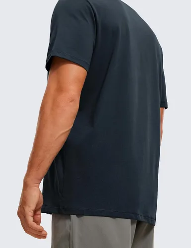 Vista 3 de CRZ YOGA Camiseta de manga corta de algodón y poliéster para hombre, ajuste clásico, informal, para entrenamiento, suave, de primera calidad