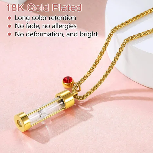 Vista 46 de FindChic Collares personalizados con urna para cenizas, barra vertical, gato, luna, reloj de arena, garra de perro, acero inoxidable, chapado en oro