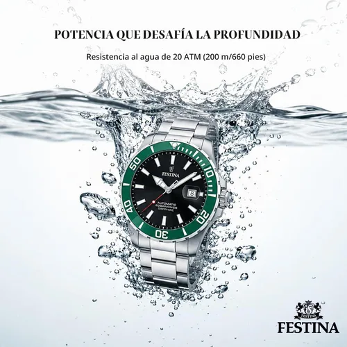 Vista 7 de Festina Reloj automático para hombre, correa de acero inoxidable Black