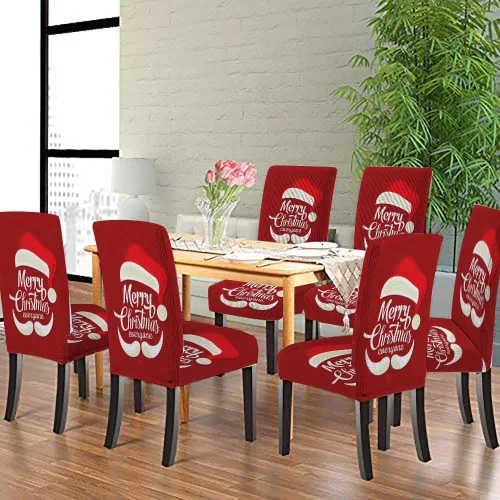 Vista 100 de CAPSCEOLL Christmas Dining Chair Covers,Snowflakes Festive Winter Pattern Stretch Chair Covers for Dining Room Set of 2 Washable Spandex Parson