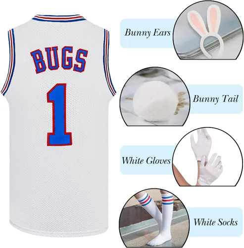 Vista 2 de Camiseta de baloncesto juvenil Lola #10 Bugs #1 Space Movie Jersey 90S Hip Hop Ropa Niños Camisa para Fiesta